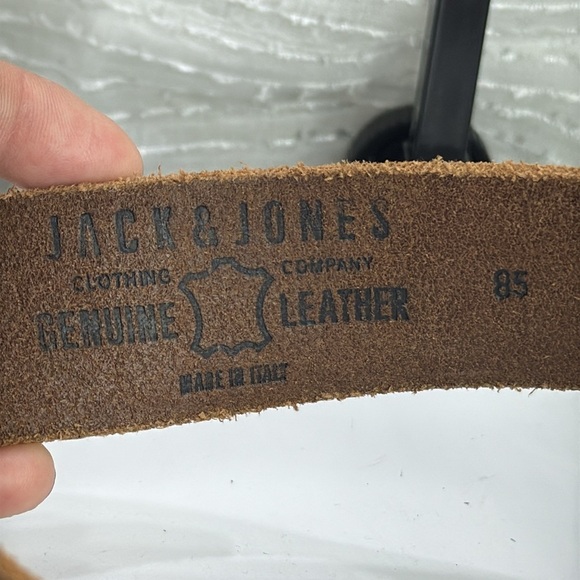 (H) Jack & Jones Men's Vintage Buffalo Leather Belt,Made in Italy, Brown,Size 85 - Picture 5 of 14